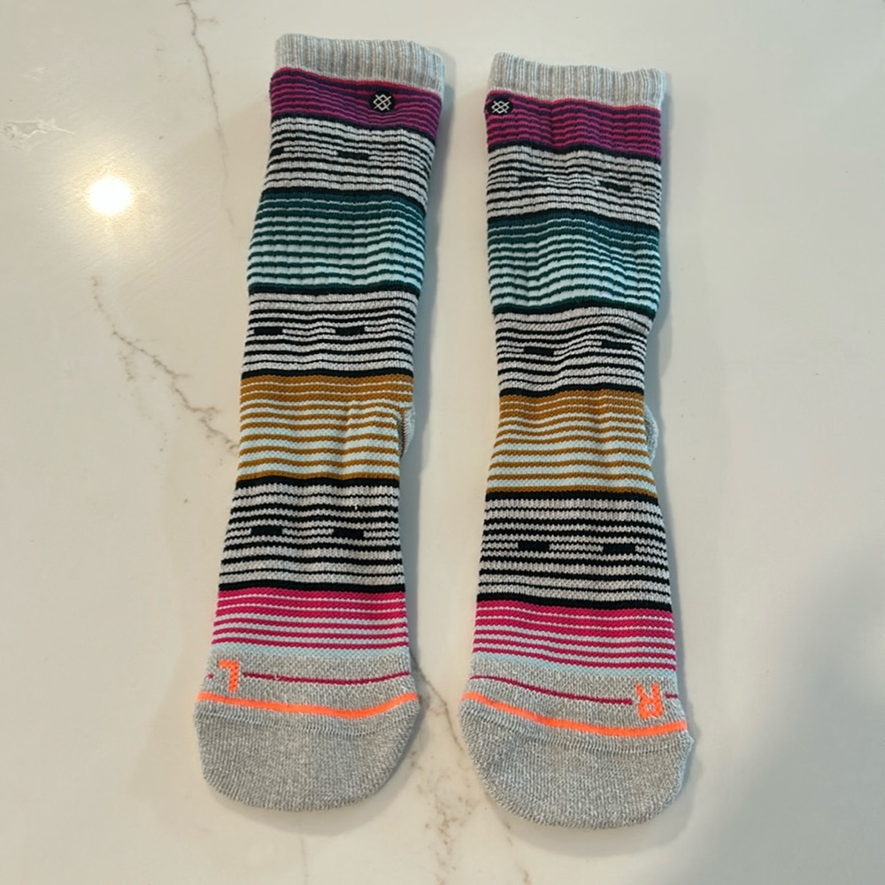Stance multicolored striped crew/boot height socks in size medium